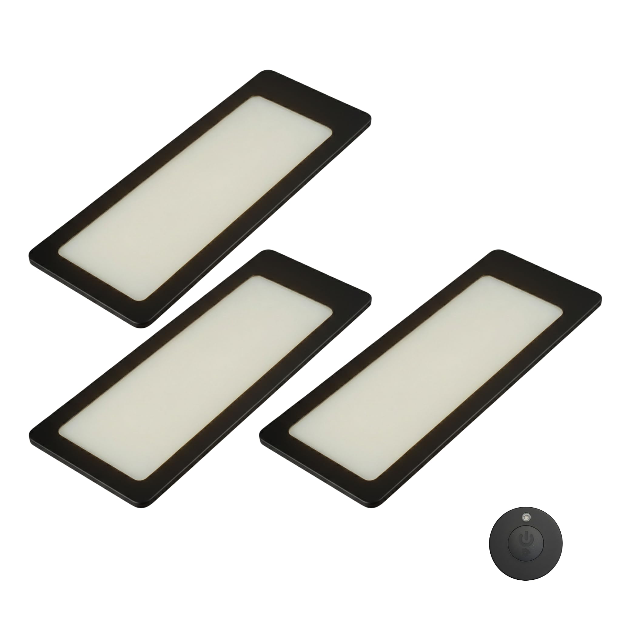 kalb | TooFlatXL LED Unterbauleuchten 1-4er Set mit MonoDot Funkschalter 12V 7W ultraflach 4mm mit XL Lichtfeld 155x55mm Plug&Play mit Netzteil Schwarz 3000K 4000K (3, Warmweiß)