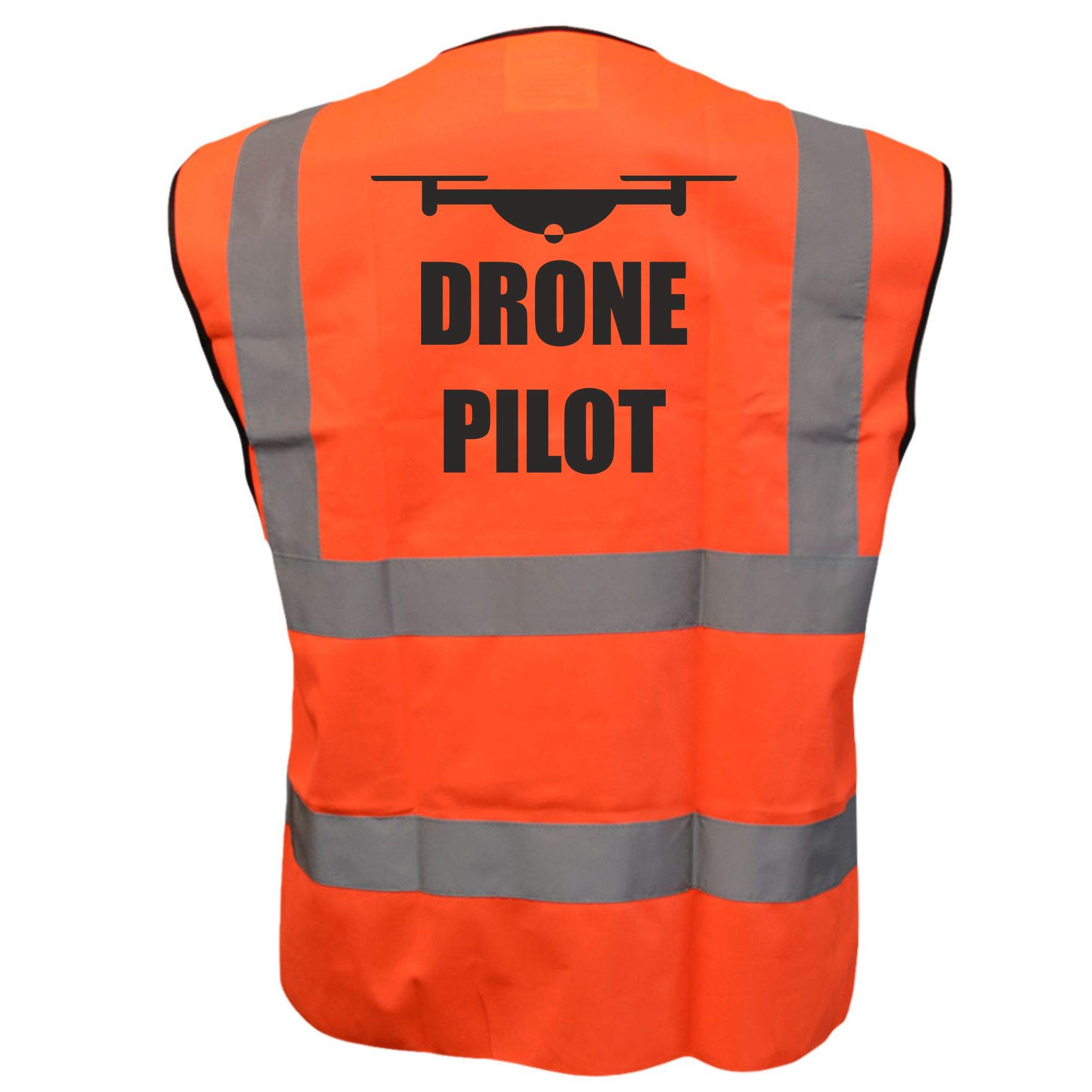 Drone Pilot Printed Orange Vest, Aerial Photography, Events, XXXLarge