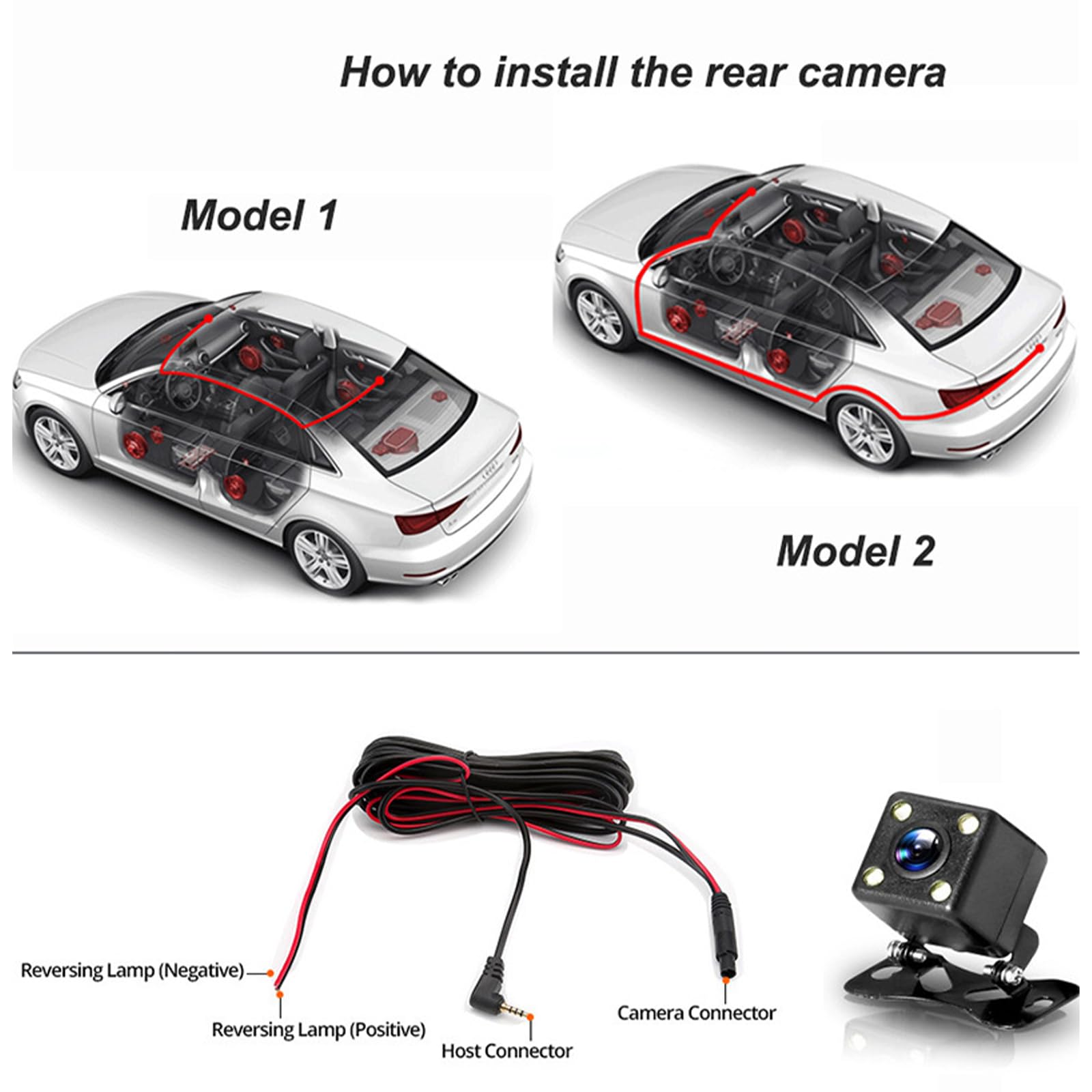 Caméra vidéo de voiture à 2/3 objectifs avec vision multiple avec vidéo nocturne 1080p sans couture pour conducteur de véhicule triple caméra