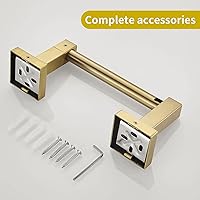 Vista 5 de BATHSIR Soporte de papel higiénico - Montado en la pared, oro cepillado, cuadrado giratorio de doble poste, soporte de aluminio para baño