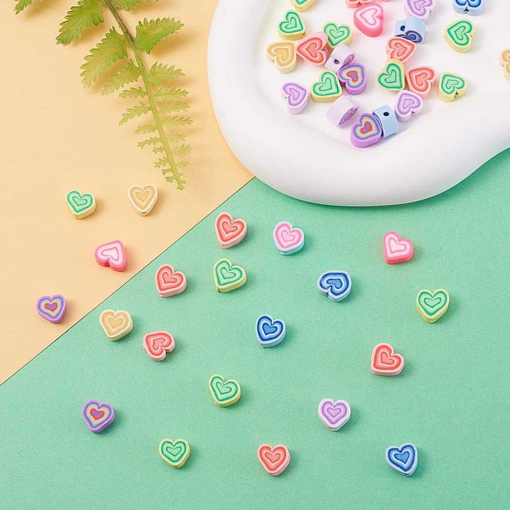 Ipotkitt 100Pcs Handmade Colourful Heart Polymer Clay Beads for DIY Crafts Finding Necklace Jewellery Making Accessories - Image 4