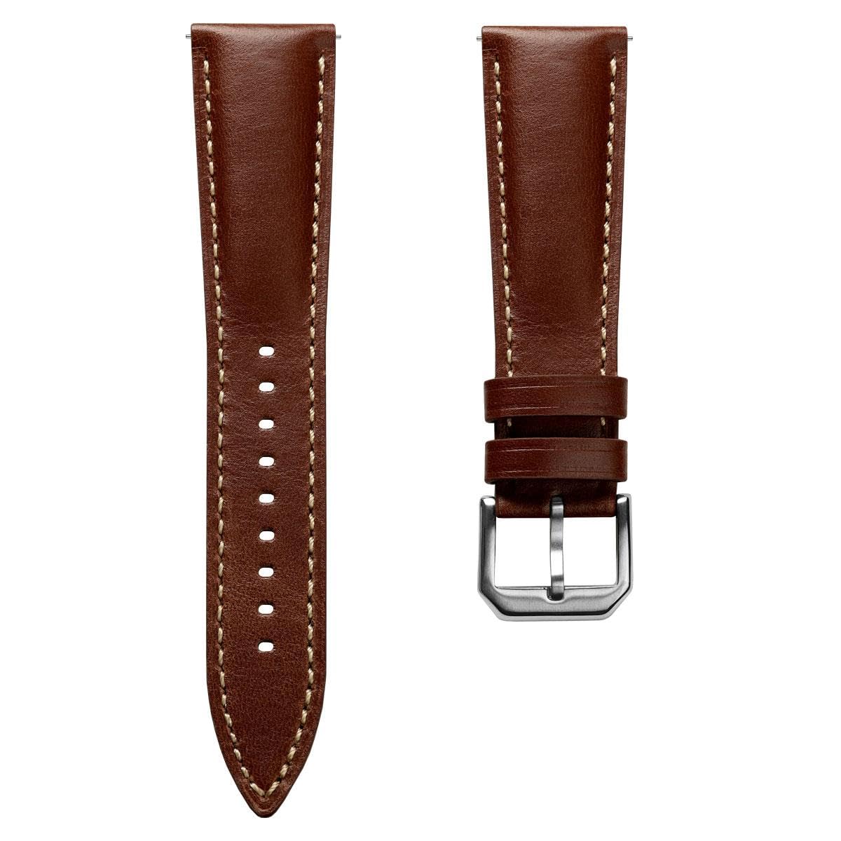 WatchGecko Tenby Classic Lederarmband aus gewachstem, geöltem Vollrindsleder mit Schnellverschlüssen. In schwarz, braun, bordeaux, grün und rot. Größen 20mm und 22mm