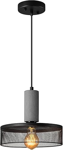 Lámpara colgante con hormigón y metal negro lineal moderno industrial colgante de cemento colgante iluminación isla de cocina para dormitorio,