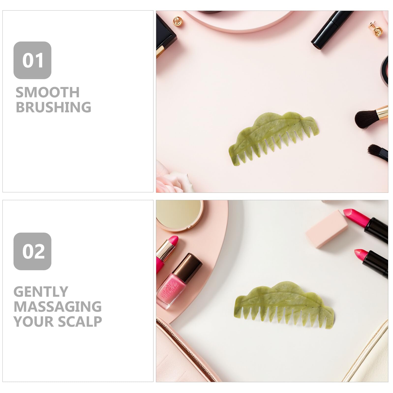 4 Stück Jade Kopfhaut Haarmassagegerät mit Kühlem Jade Material der Nährstoffaufnahme Elegantes und Kompaktes Design für Entspannende Pflege zu Hause