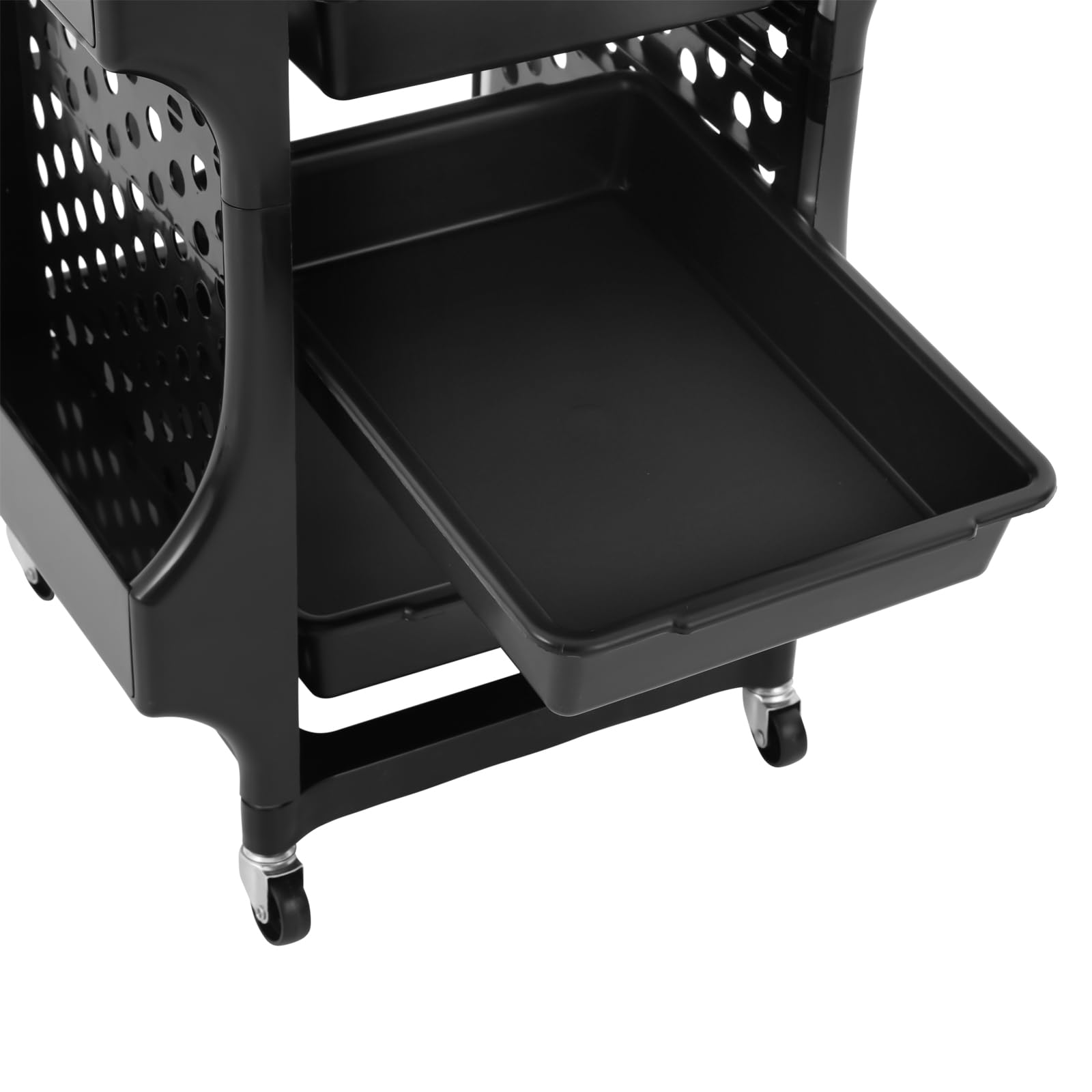 Carro de peluquería con 4 cajones, carrito de salón con cesta lateral para peluquería, peluquería, peluquería, peluquería, 52 x 44 x 79 cm, color negro (4 cestas laterales)
