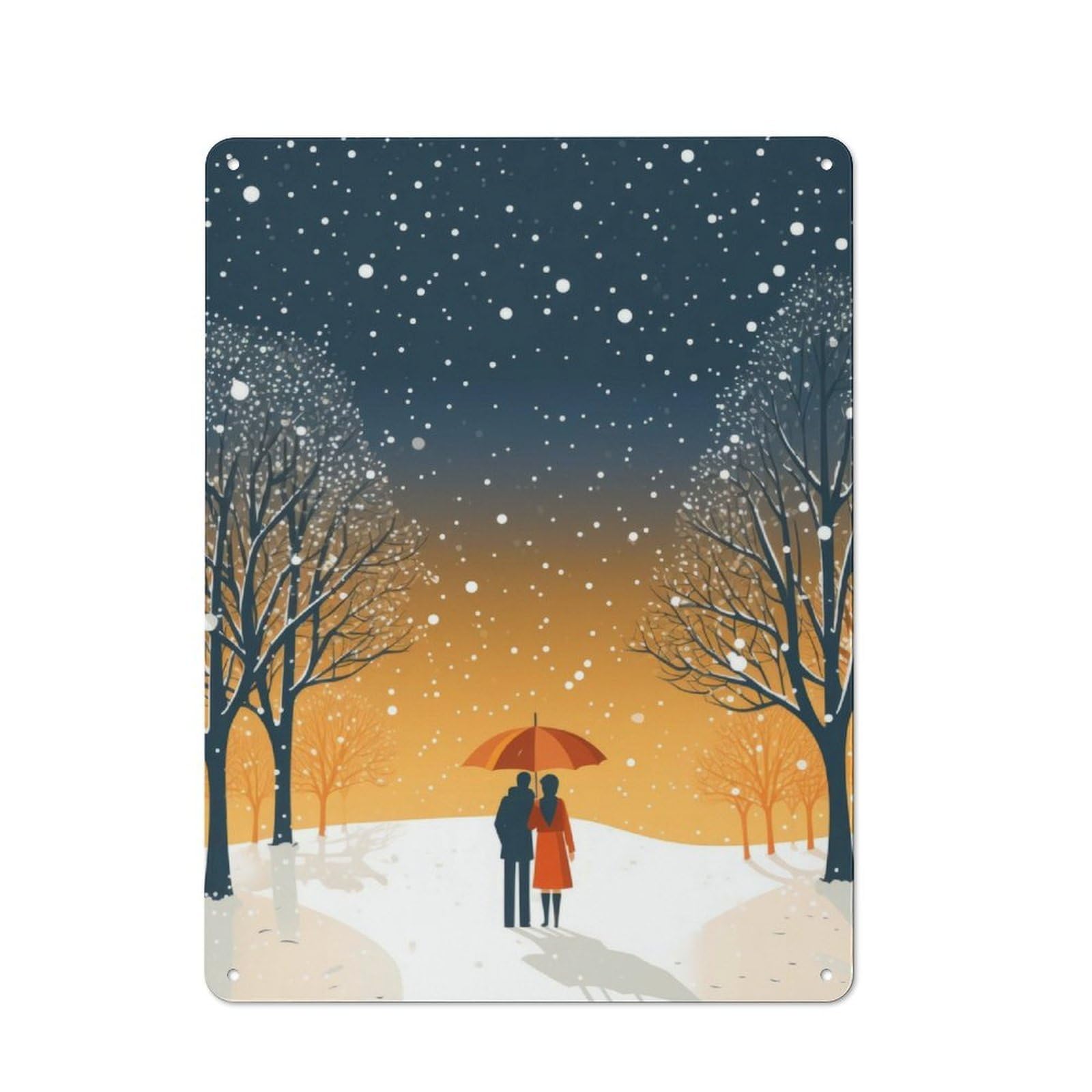 Junmoney Falling Love Snow For Café Or Restaurant, Vintage Metal Sign 40X30cm, For Vintage Wall Decor Fans, For Cafés, Pubs And Restaurants