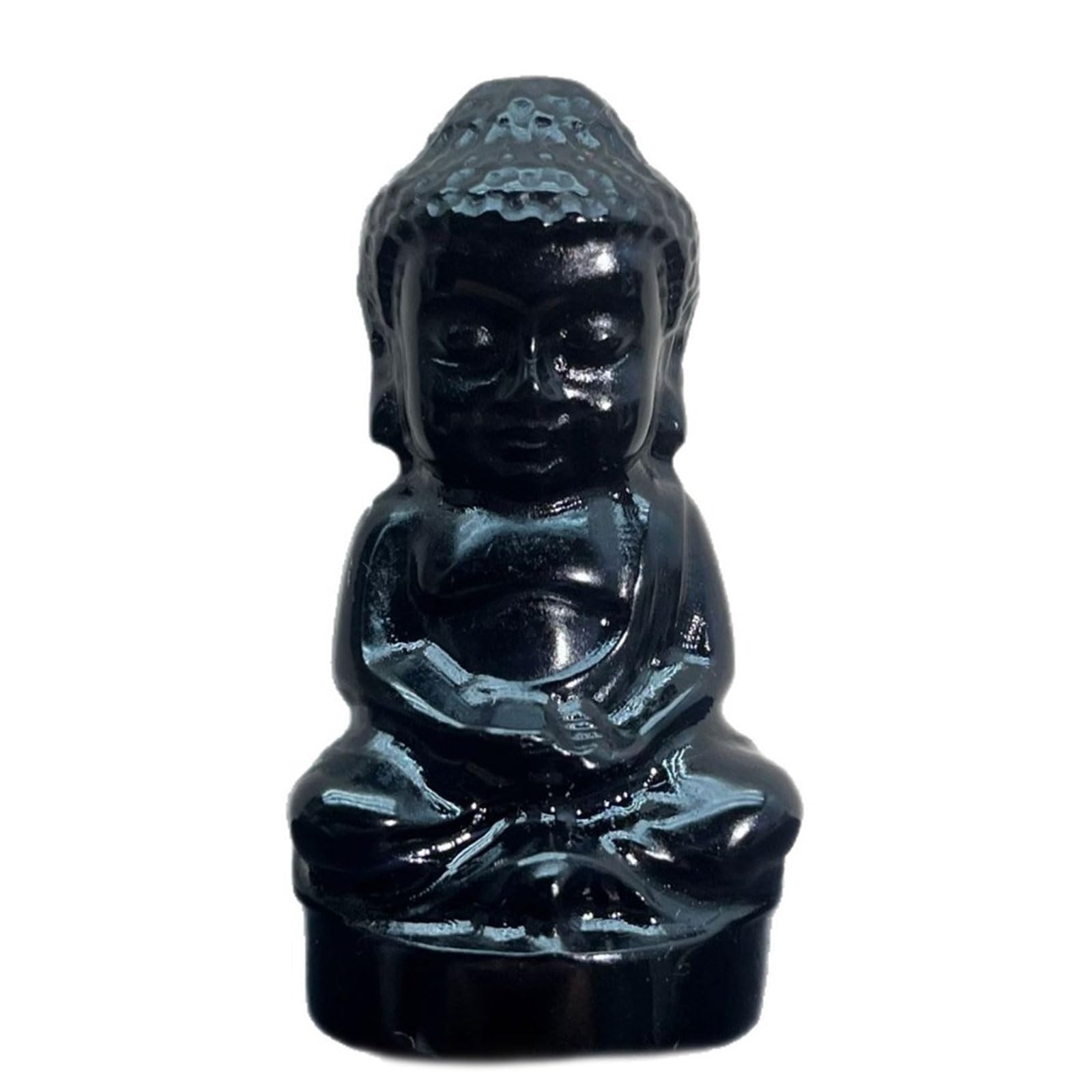 Estatua de Buda Tallada a Mano de obsidiana Negra de 2 Pulgadas