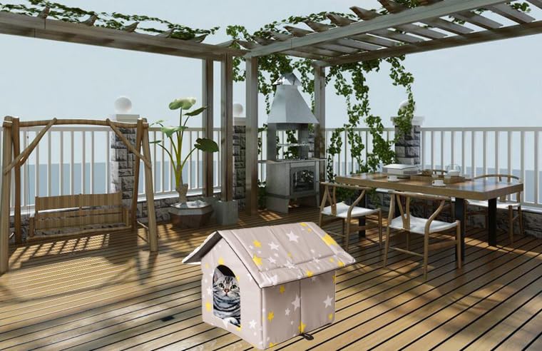 NSXIN Katzenhaus Draußen Winterfest Wasserdicht Katzenhöhle, Faltbares Outdoor Isoliert Hundehöhle Große Katzen Outdoor Pet House, Waschbar Wetterfest Kuschelhöhle Tierheim Für Streuner Haustiere (S)