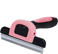 SunGrow Deshedding Brush for Dogs Cats Rabbits Ferrets - 4" Steel Blade Reduces Shedding 90% Gentle Skin Safe
