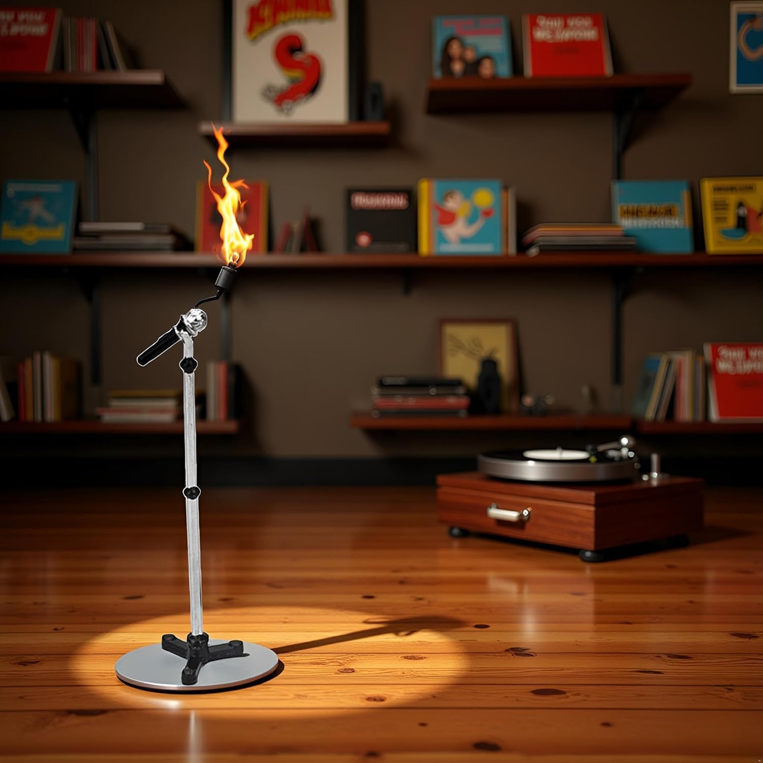 Black 1:12 Scale Miniature Microphone with Stand - 90x18mm Dollhouse Decoration, 90 X 18 Millimetres - Image 4