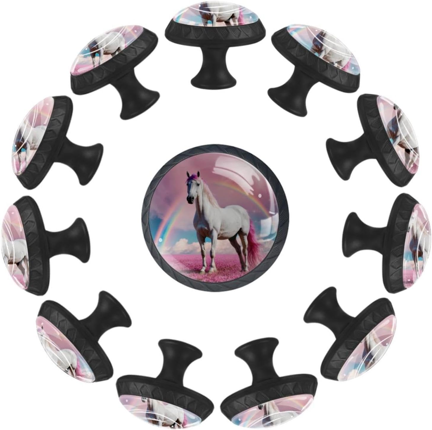 Black Base Skull and Flowers (1) Pattern Cabinet Knobs, Modern Decorative Drawer Knobs for Furniture Hardware, Easy Install for Kitchen Cabinet