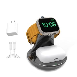 for Apple Watch Charger Stand,Magnetic Fast Charging Stand Dock Compatible with iWatch Series 11/Ultra/SE/10/9/8/7/6/5,for Apple Watch Airpod Charger Holder,Watch Charging Station Cable(Gray) - Amazon product rated Grade A