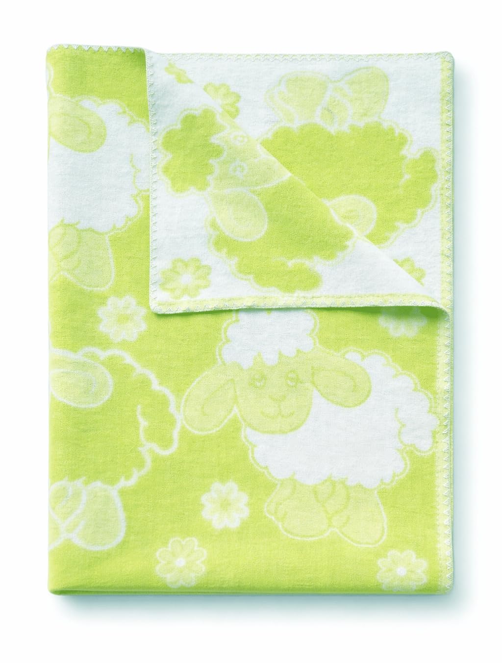 TextilBase Babydecke aus 100% Baumwolle, Kuscheldecke für Jungen & Mädchen, 100x140 cm Baby Decke für Kinderwagen, Oeko-Tex 100 weiche Kinderdecke als Geburtsgeschenk für Neugeborene (Grüne Schafe)