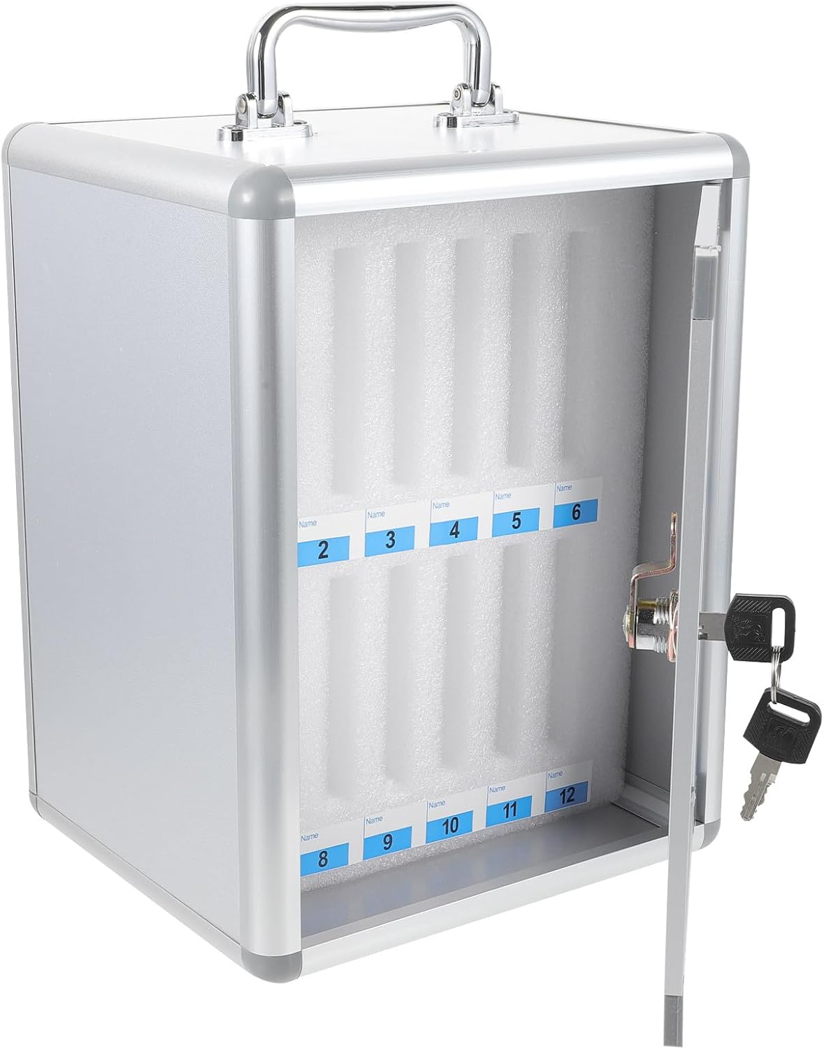 12-Slot Metal Cell Phone Storage Locker Cabinet with Lock for Office and School, Multi-Slot Phone Jail Box for Meeting Rooms and Conference Use