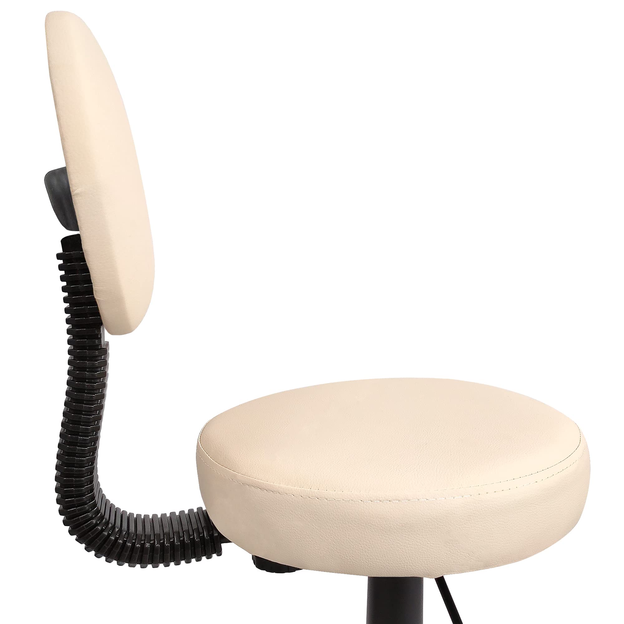 BELTOM® Taburete ERGONÓMICO Regulable CO Respaldo Silla CASA SALÓN Studio Tatuaje Masaje - Crema