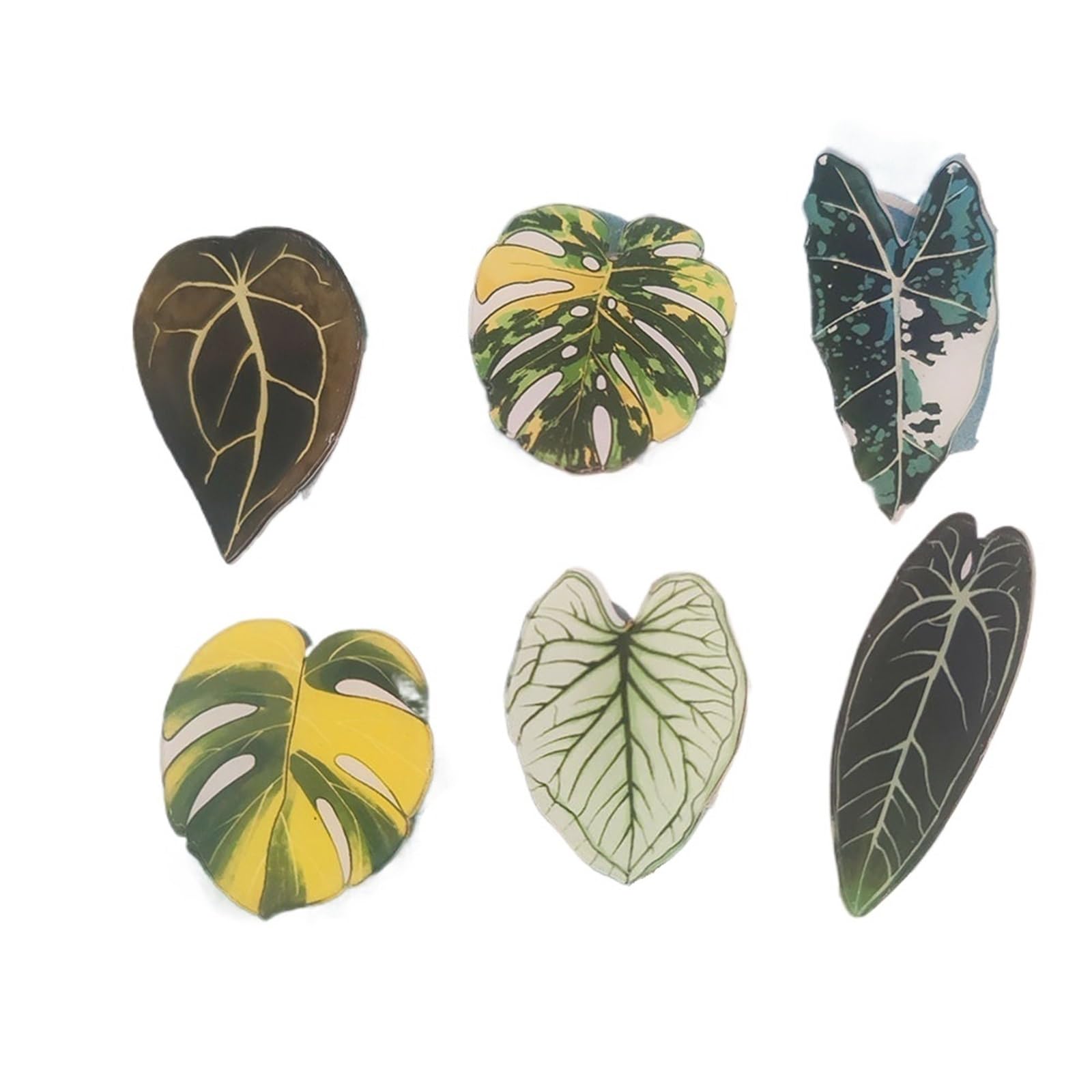 Glass Magnets 12pcs Cute Leaves Refrigerator Magnets, Green Pink Plants Fridge, Whiteboard Stickers Decorative