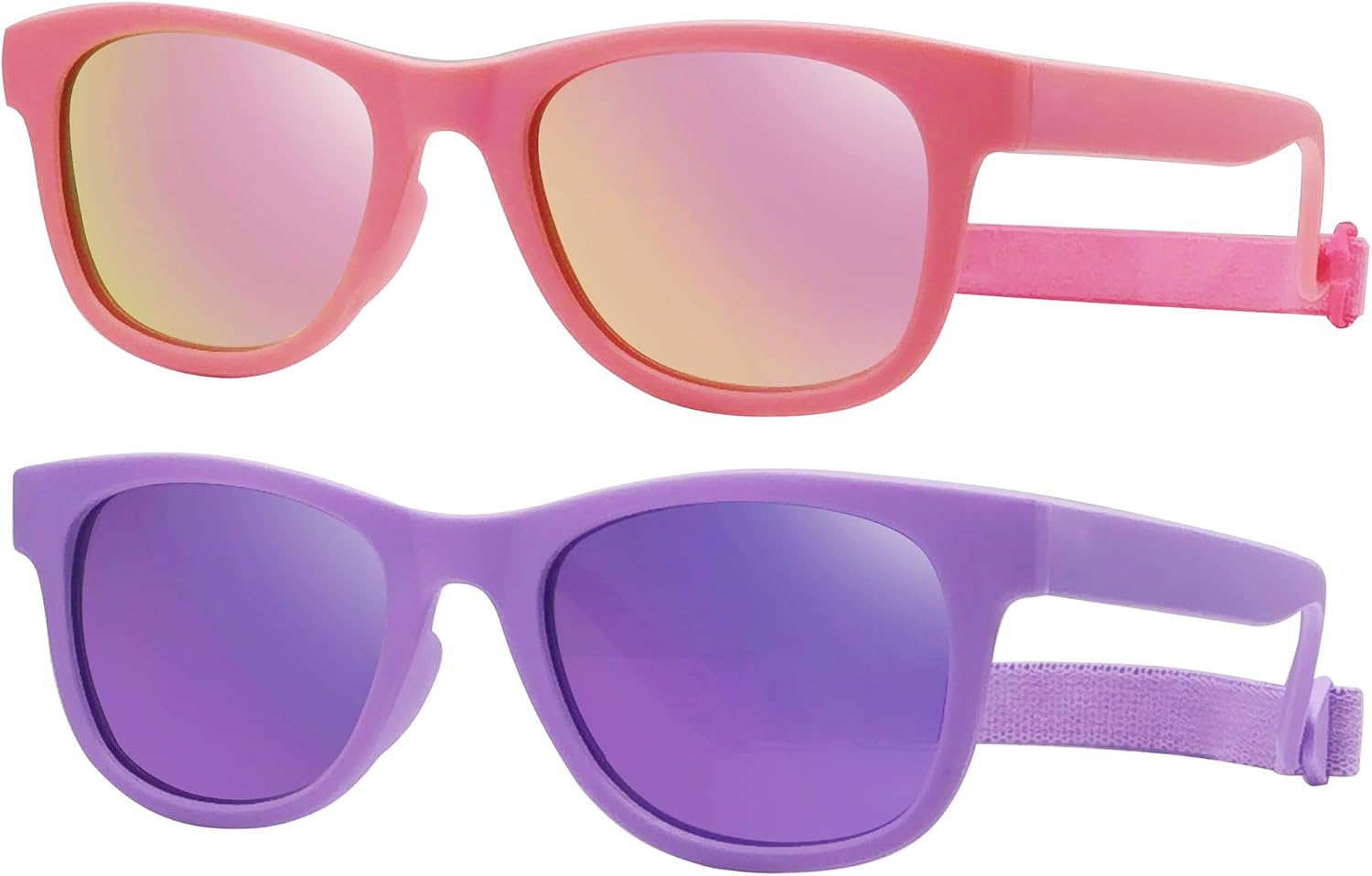 COOLSOME Kids Flexible Polarized UV400 Sunglasses with Strap For Boys Girls Toddler 0-10