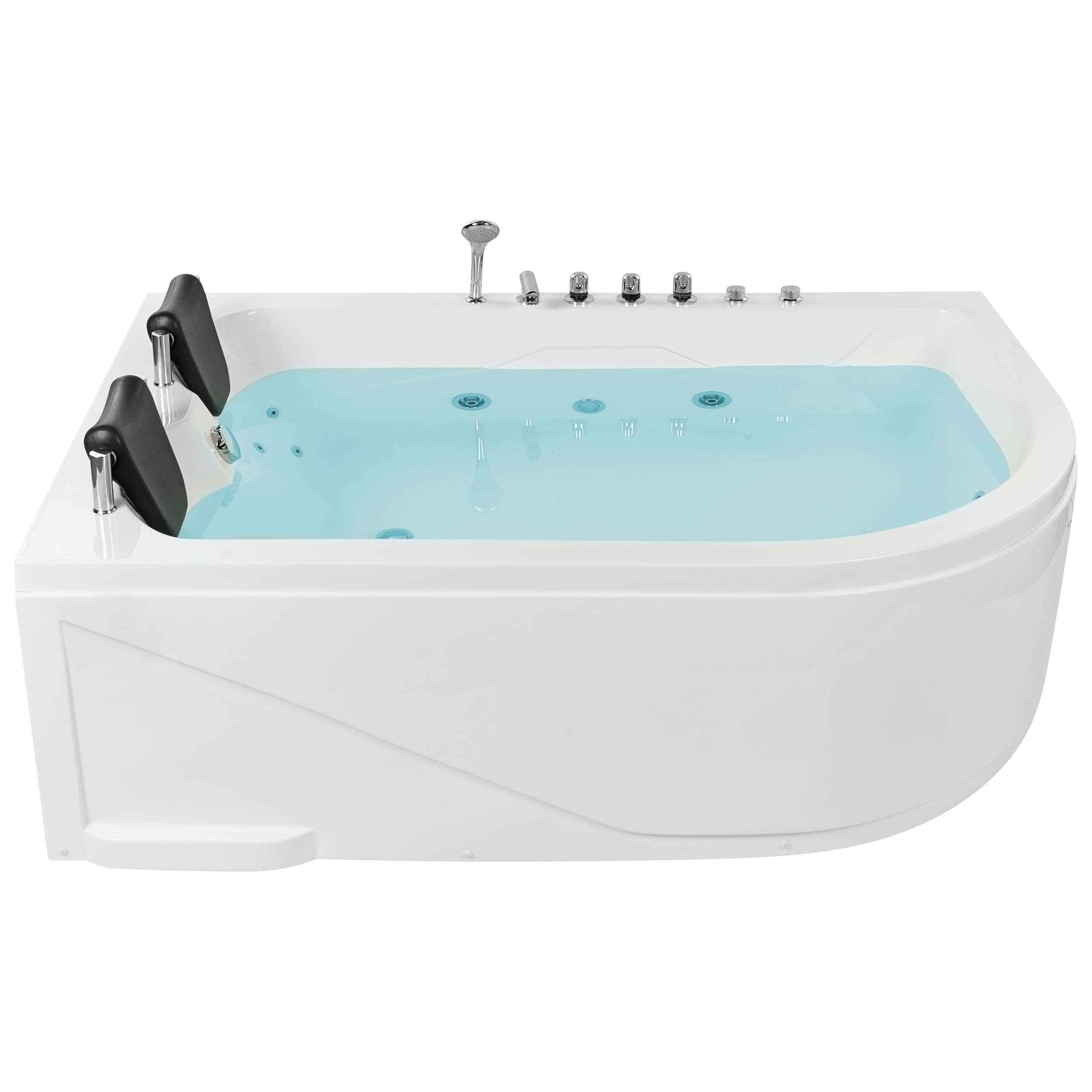 Baignoire Balnéo d'Angle à Droite en Acrylique avec Fonction Massante 2 Appui-têtes et Éclairage LED Votre Bain à Remous et SPA à Domicile Beliani