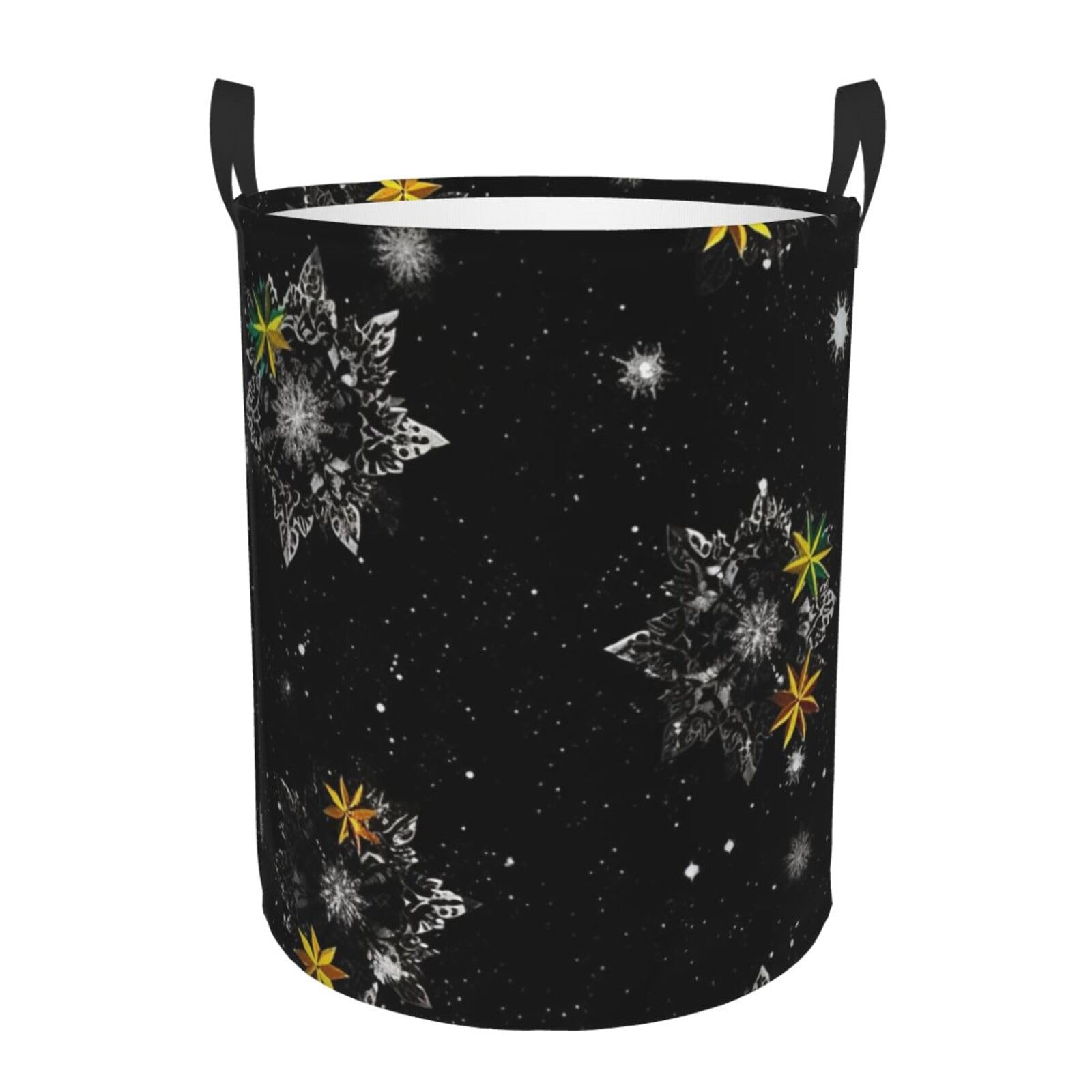 Grand panier à linge pliable imperméable avec motifs étoiles noires pour chambre et dortoir