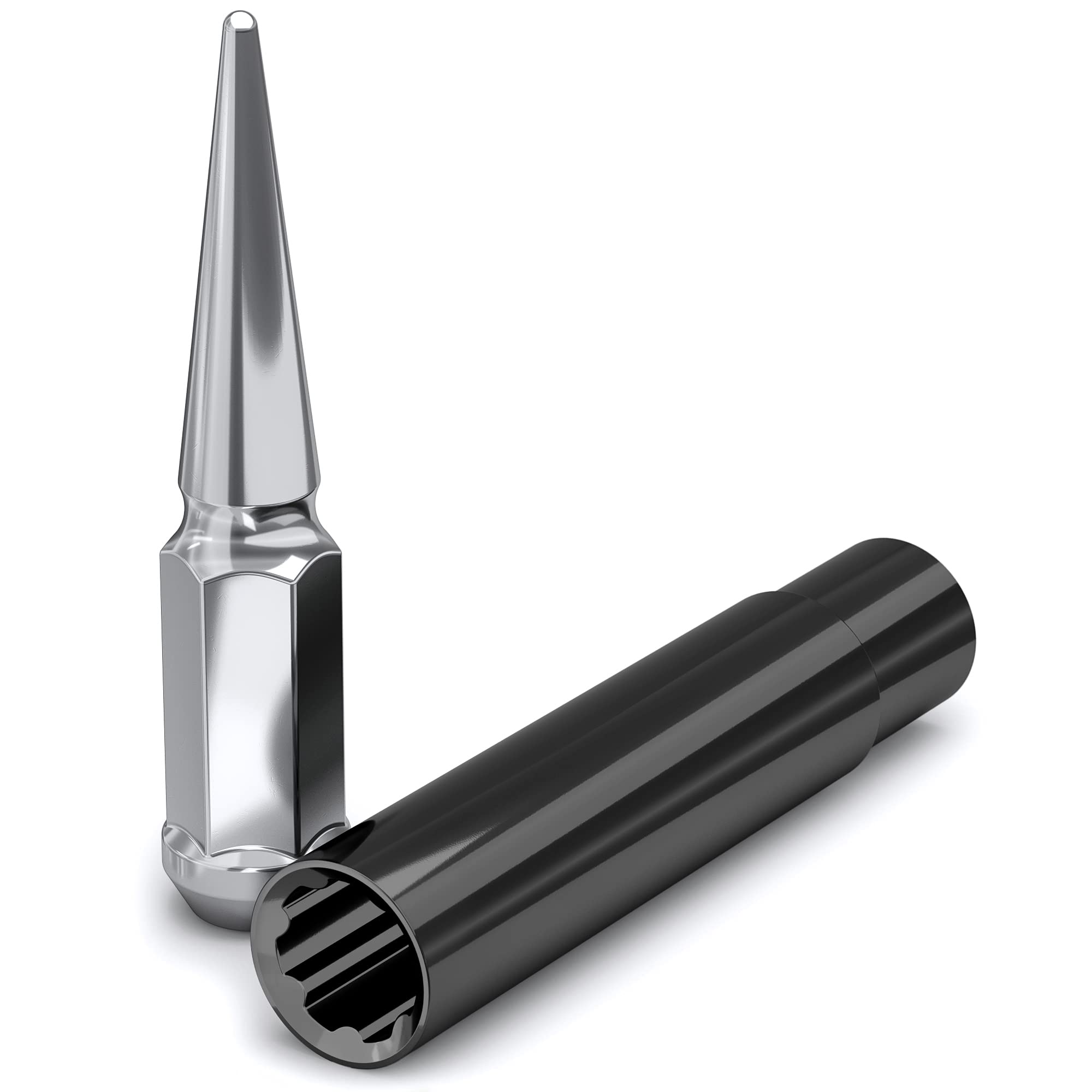 White Knight 3810XL-25AM - Set di 1 dado scanalato cromato 9/16"-18 con punta scanalata extra, confezione da 25