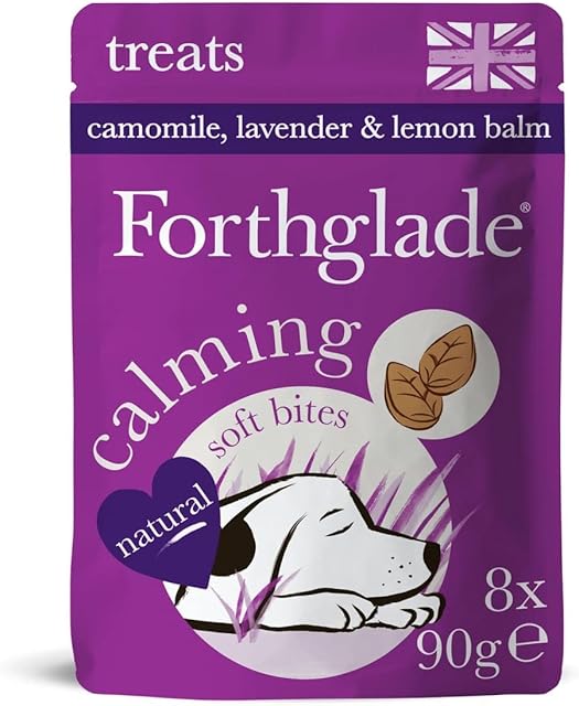 Forthglade Natural Dog Treats - Grain Free Soft Bites for Calming (8 x 90g) Resealable Bags - Camomile, Lavendar & Lemon Balm