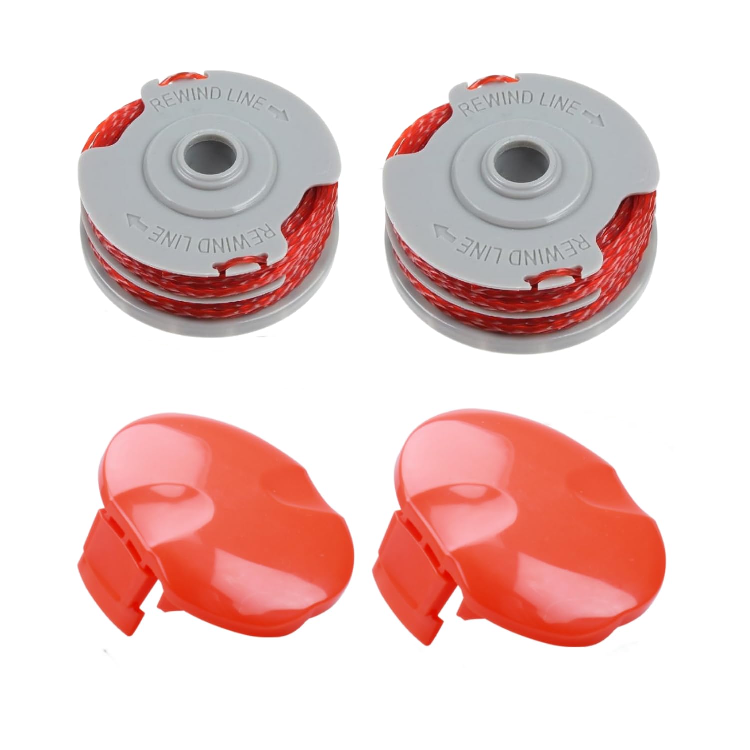 RedFlameDS 4PCS Strimmer Spool Line and Trimmer Spool Cover Caps Compatible with Flymo FLY021,Strimmer Wire Compatible with Flymo Contour XT/500 XT/Multi Trim/Power Trim/Mini Trim
