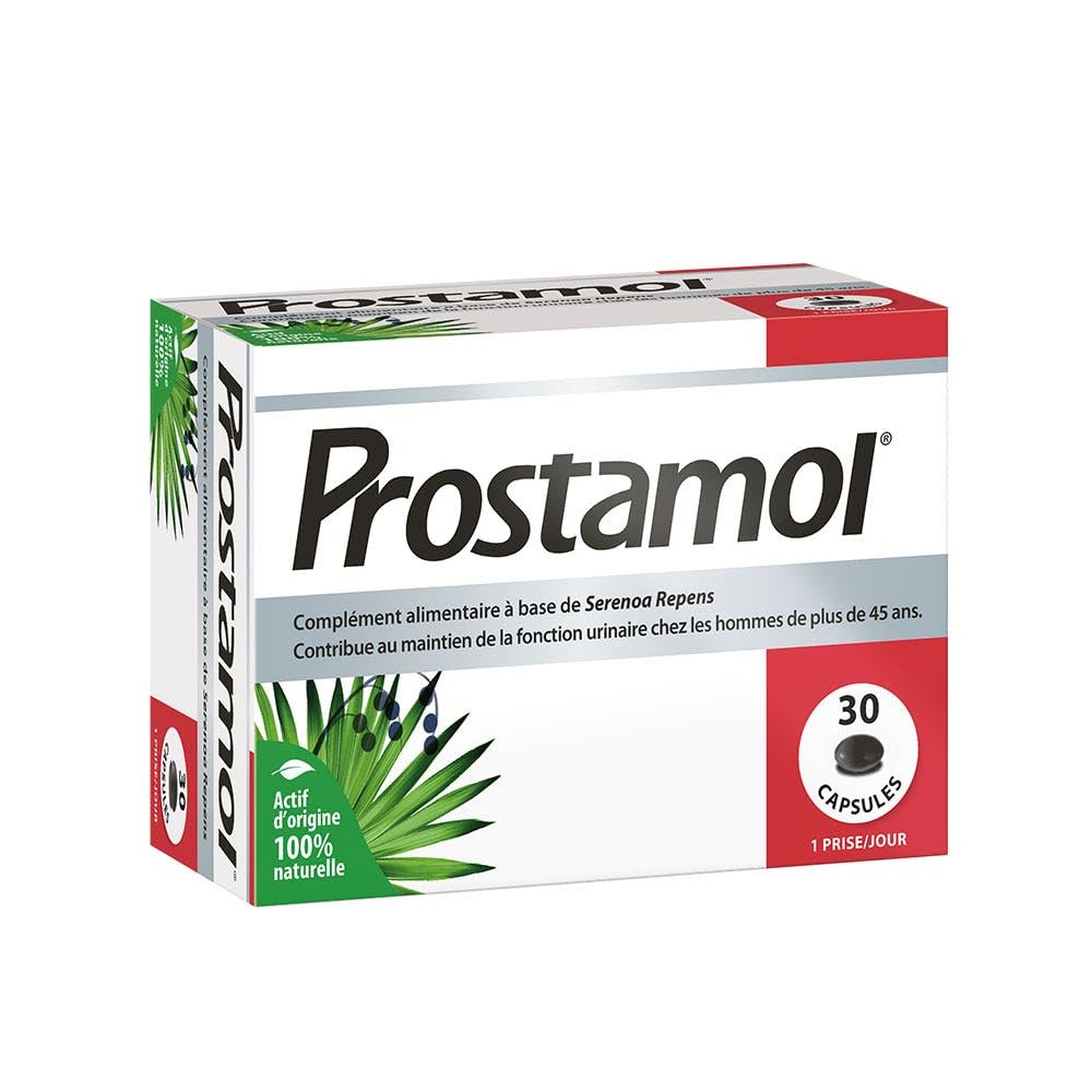 Prostamol - Complément alimentaire à base de serenoa repens, qui contribue au fonctionnement normal du système urinaire pour l'homme - 30 Capsules Molles