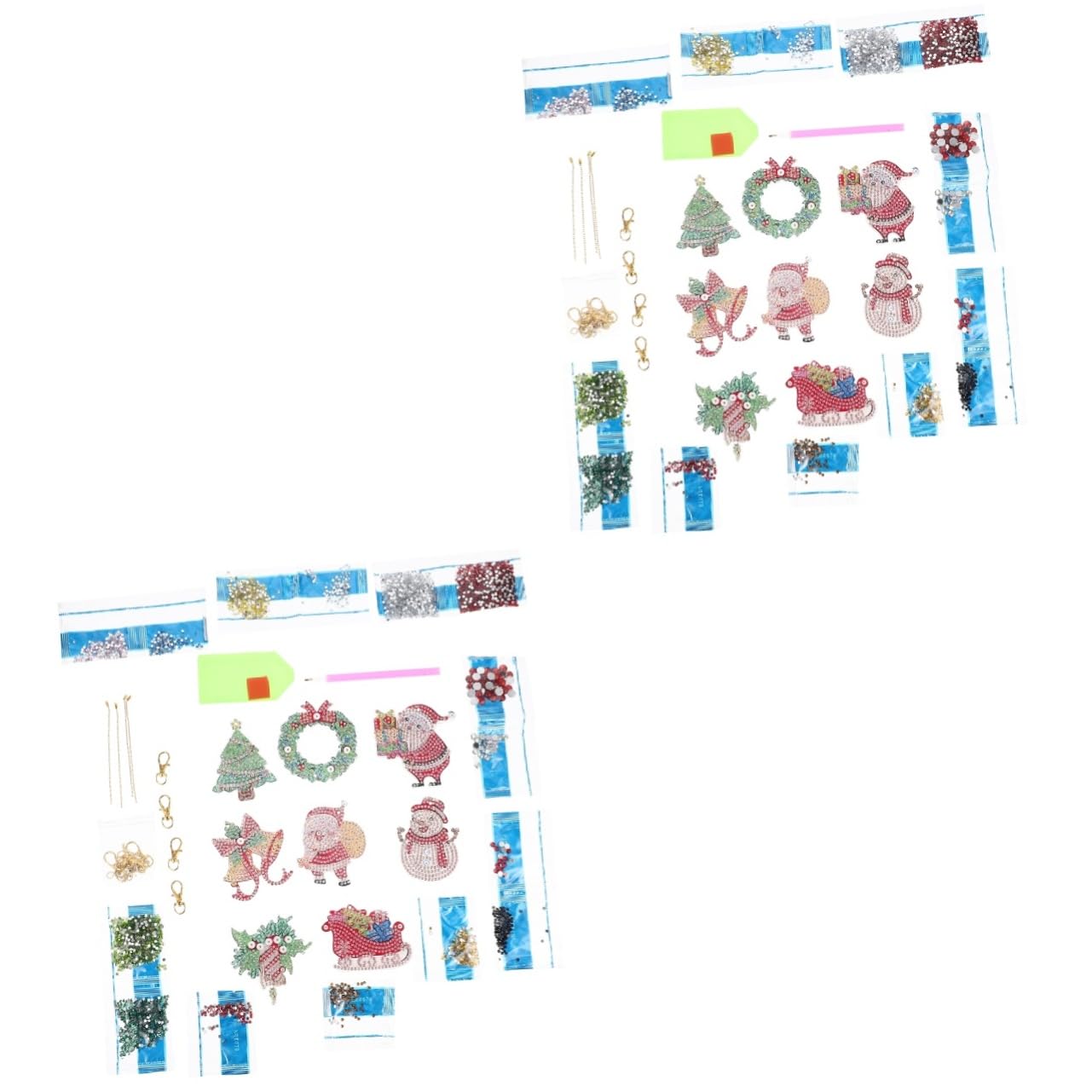 HOODANCOS 2sets Portachiavi Natalizi Decorativi Con Elementi Di Natale Kit Fai Da Te Con Pendente Forma Di Babbo Natale Per Regali e Decorazioni Feste