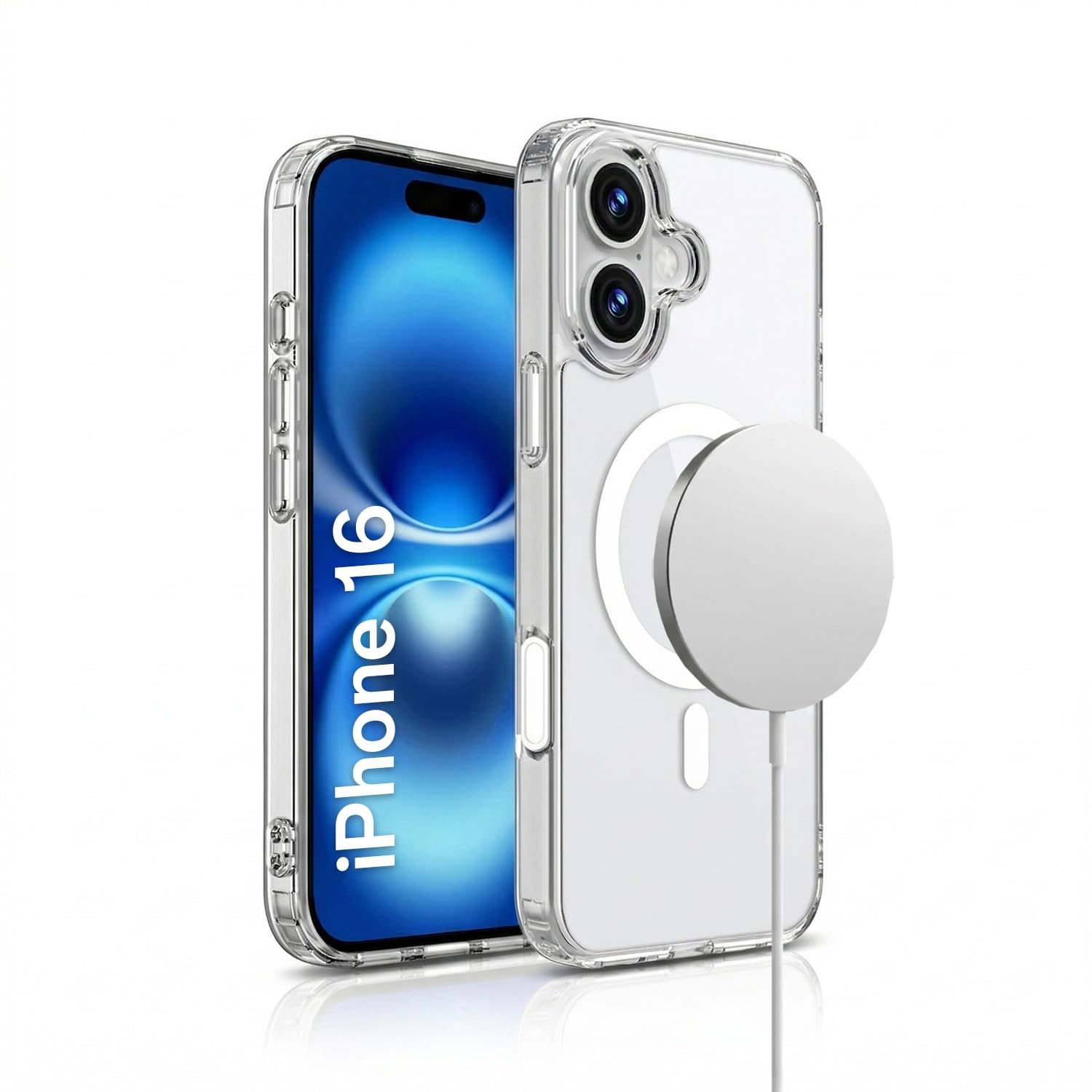Not Greedy Magnetic Clear Case for iPhone 16 | Slim Transparent, Shockproof Protective Cover | Strong Charging Support, Soft, Flexible, Protective, Magnetic Wireless Charging