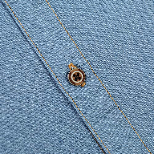 OCHENTA Boys' Short Sleeve Button Down Shirts Lightweight Denim Western Tops 6