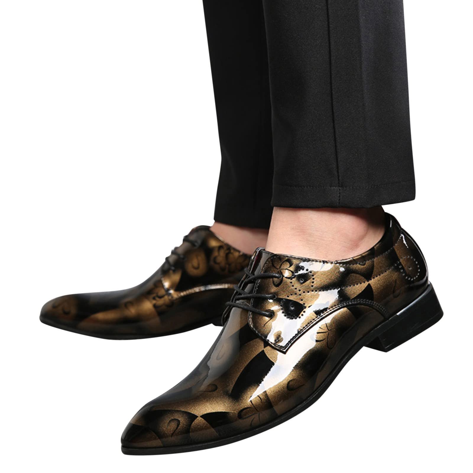 Hbeylia Mens Oxford Classic Dress Shoes Business Formal Slip Lace up 4 Eyelets Shoes British Style Lightweight Leather