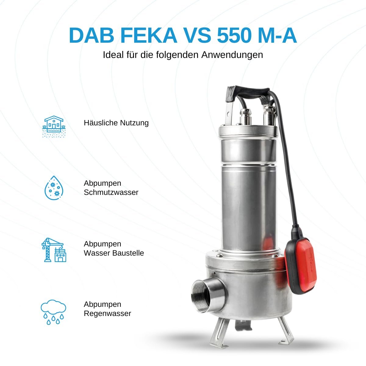 Pompa Sommergibile DAB FEKA VS 550 M-A - Acciaio Inox Per Acque Reflue, 0.55kW, Galleggiante - Foto 8