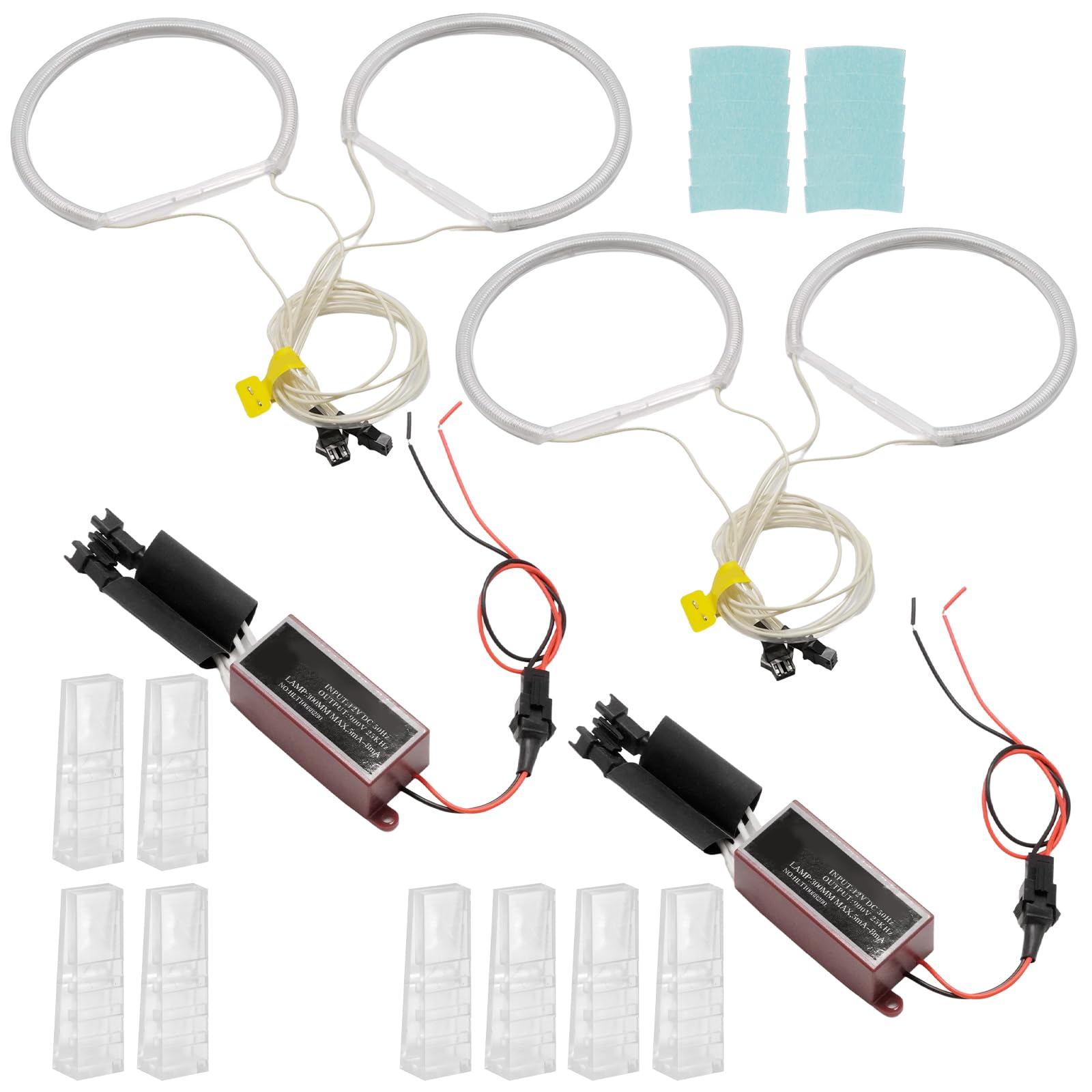 Hoypeyfiy Set di Anelli Halo Angel Eyes Bianchi, Sostituzione per BMW E46 E36 E38 E39, 12V 6000K CCFL Luce ad Alta Luminosità