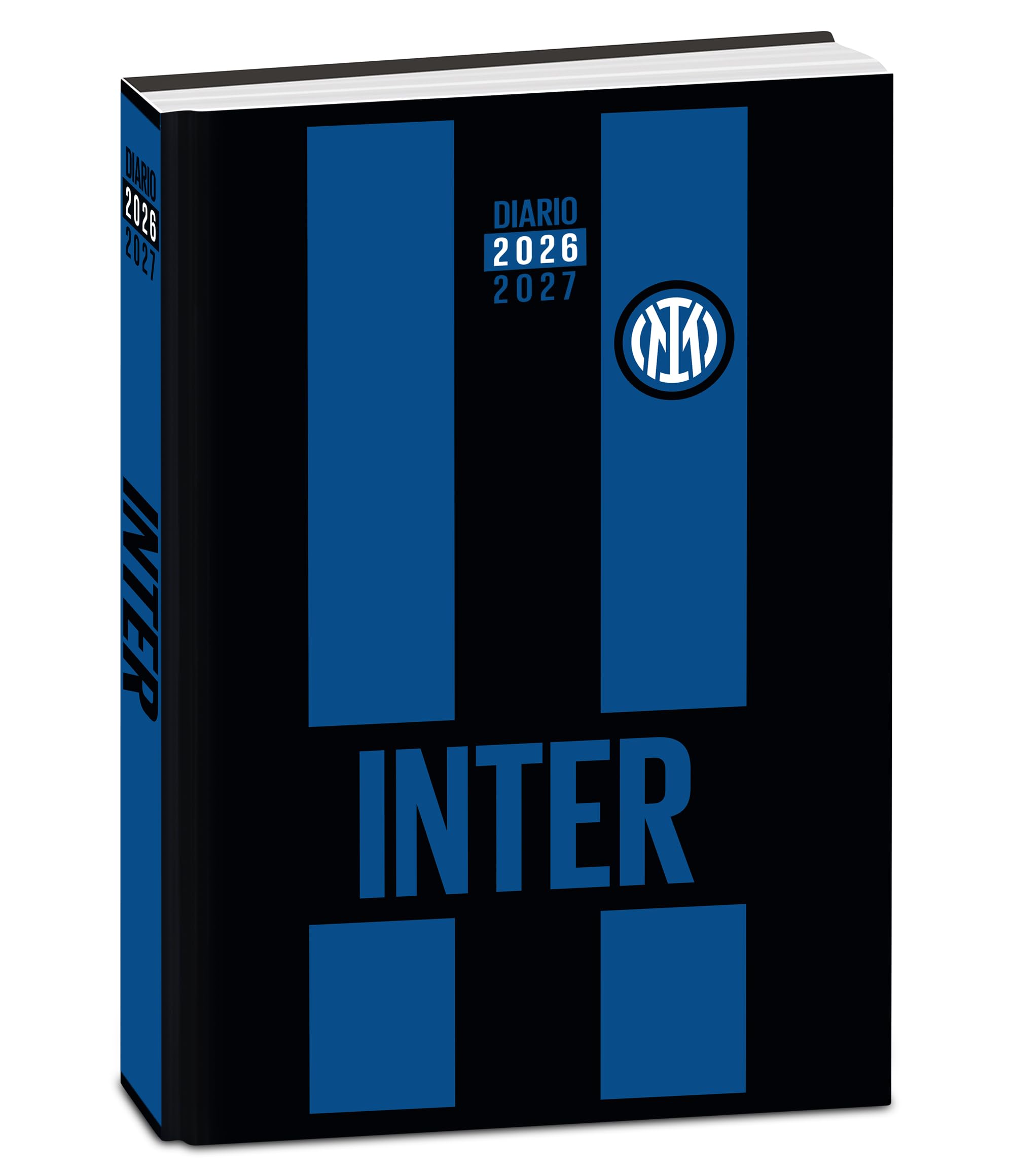 Seven Diario Scuola Datato Inter Standard 12 Mesi, Nero Azzurro, Copertina Strisce, Prodotto Ufficiale, Accessori Zaino, Ragazzo