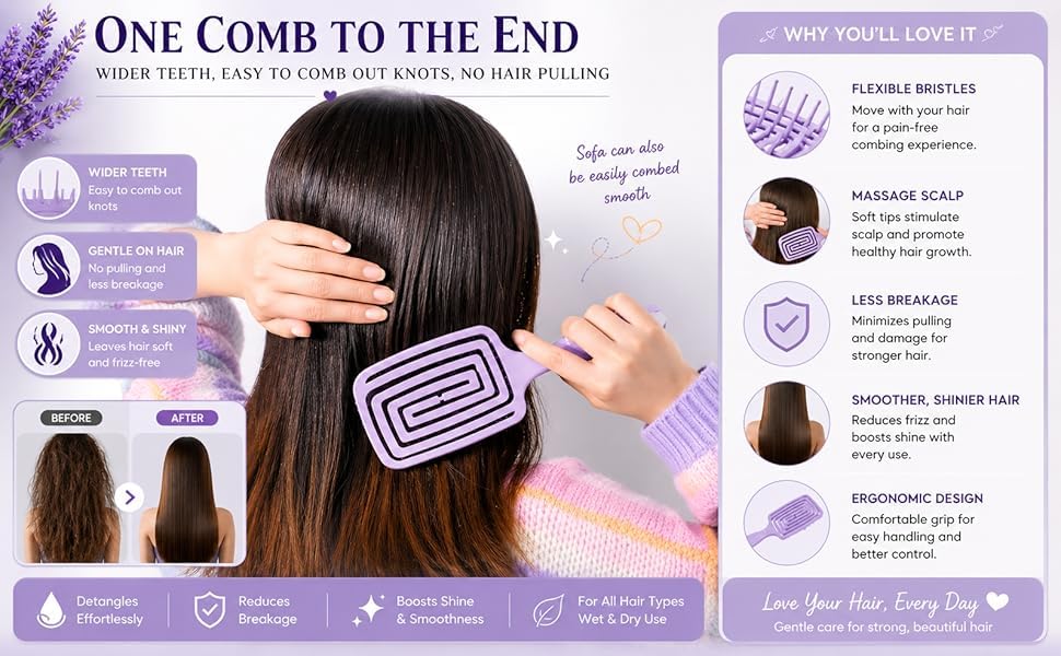 Image of Premium 3D Detangling Hair Brush for Women & Men- Anti Hair Fall Comb for Curly, Wavy & Straight Hair | Hair Straightening Brush, Wet & Dry Styling Brush | Scalp Massager, Frizz Control & Tangle Free Grooming Brush