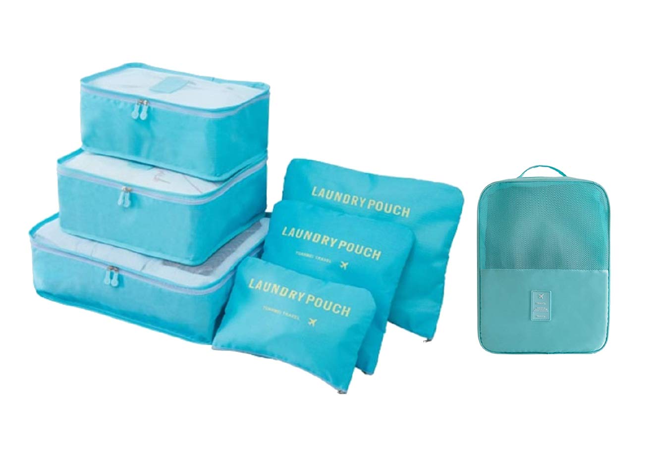 Styleys Polyester Packing Cubes 7 Set Lightweight Travel Luggage Organizers with Laundry Bag or Toiletry Bag or Shoe Bag (Sky Blue_S1037 Packing Cube + Shoe Bag_S1095) (B07NZ32Y5G) Amazon Price History, Amazon Price Tracker