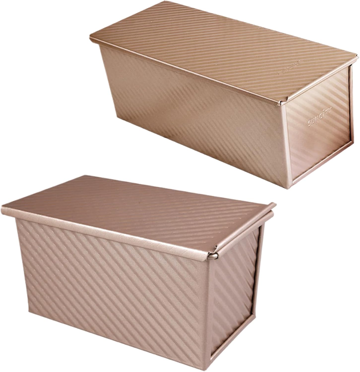 Loaf Pan with Lid 2lbs Dough Capacity Bread Loaf Pan 13.4X5.2'' Bread Baking Non-Stick Rectangle Corrugated Toaster Bakeware for Sandwich L| Baking With Lid