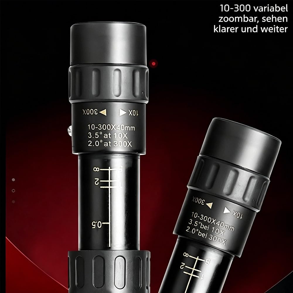 Zoom Jumelles monoculaires 10-300 x 40 mm, grossissement HD, mini télescope pour extérieur, observation des oiseaux et concerts, noir