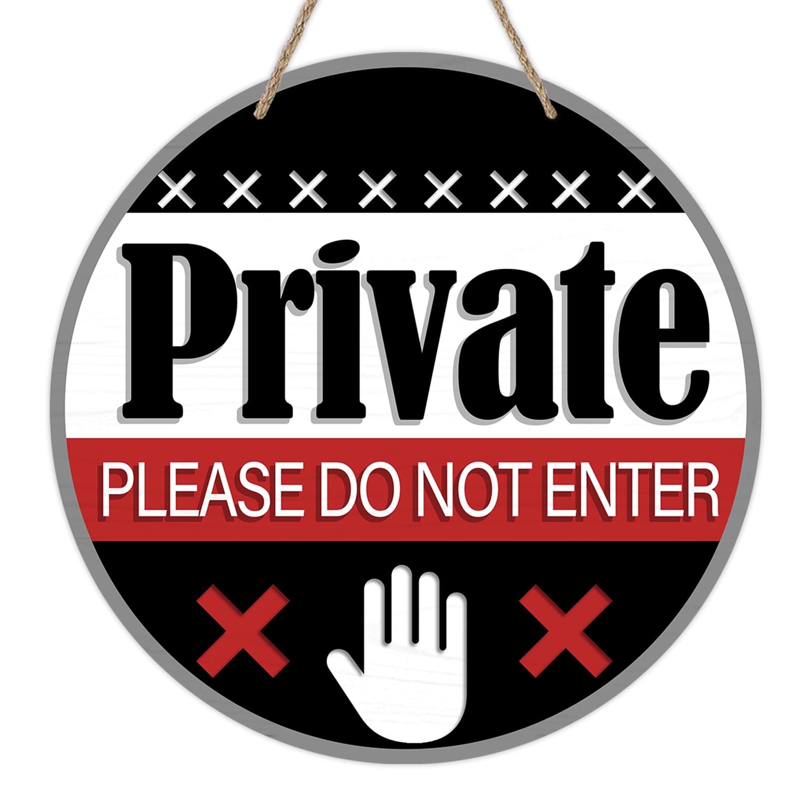 Deroro Private Please Do Not Enter Front Door Sign, Black Wood Door Hanger