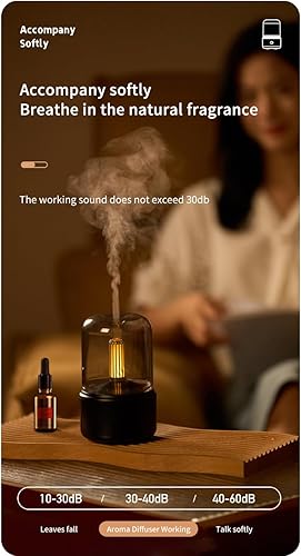 Miniatura 8 de Difusor de aire de llama a la luz de las velas, difusor de aceite esencial portátil, sin ruido, 4.1 fl oz, difusor de aroma sin agua, protección de