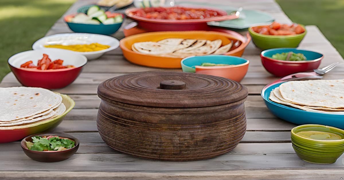 Cestino Scaldavivande Realizzato A Mano In Legno Messicano Indiano Chapati Roti Porta Pane Scatola Porta Pancake Keeper Serveware Hot Pot Casseruola Con Coperchio Home Kitchen Dining Decor Natural