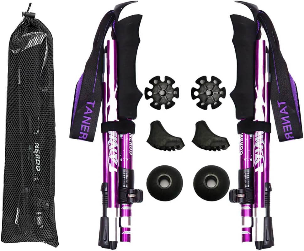 Folding Trekking Poles for Hiking, Lightweight Aluminum Collapsible Walking Sticks, Adjustable 110-130cm, Comfortable EVA Grip, Portable Hiking Poles for Camping & Outdoor