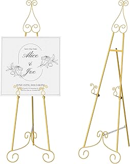 HAITRAL Gold Easel Stand for Sign,Adjustable Display Easel Stand with Ch...