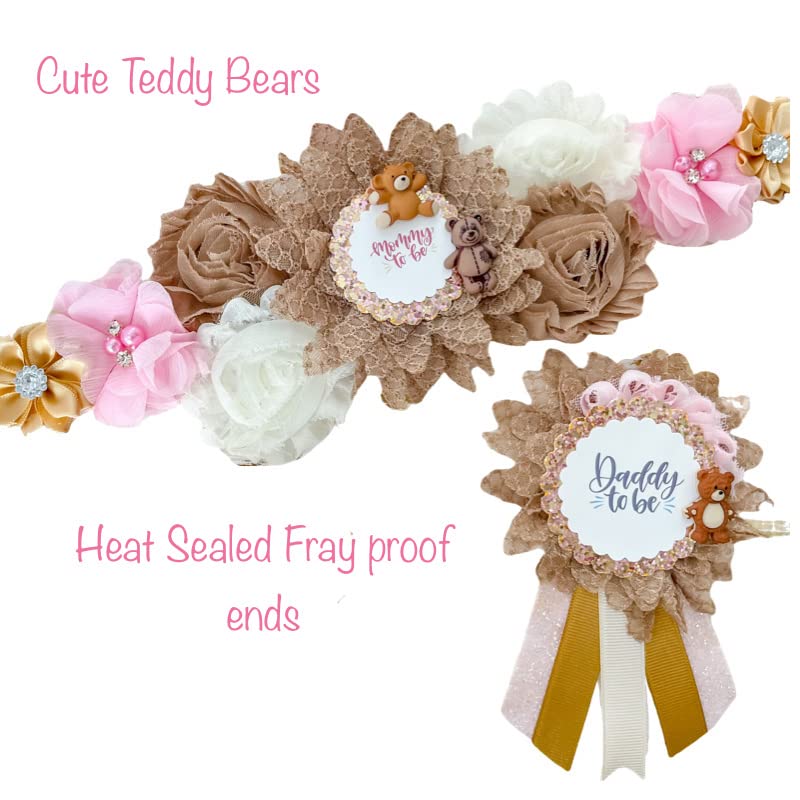 Miniatura 4 de Pink Teddy Bear Maternity Sash, Pink Teddy Bear Shower. Baby Shower Sash