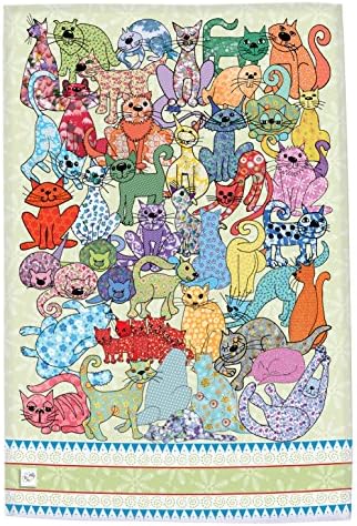 CAT Tea Towel | MollyMac | Pretty Kitchen Home Decor | Cute Dish Cloth with Hanging Loop | Made in UK | Cat's Whiskers