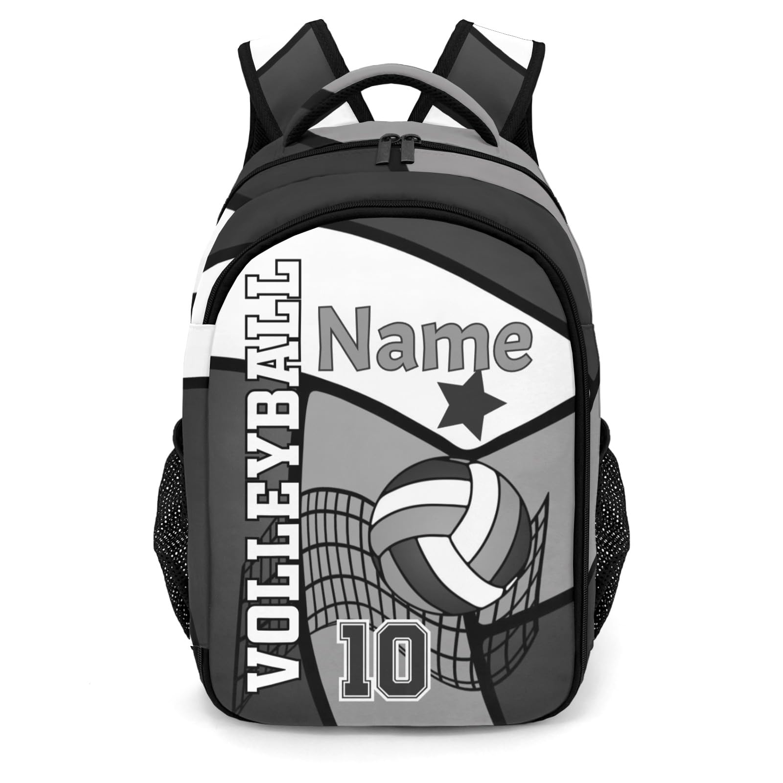 Zaaprint Volleyball Gray Black White Customized Waterproof Backpacks Shoulders Bags Daypacks