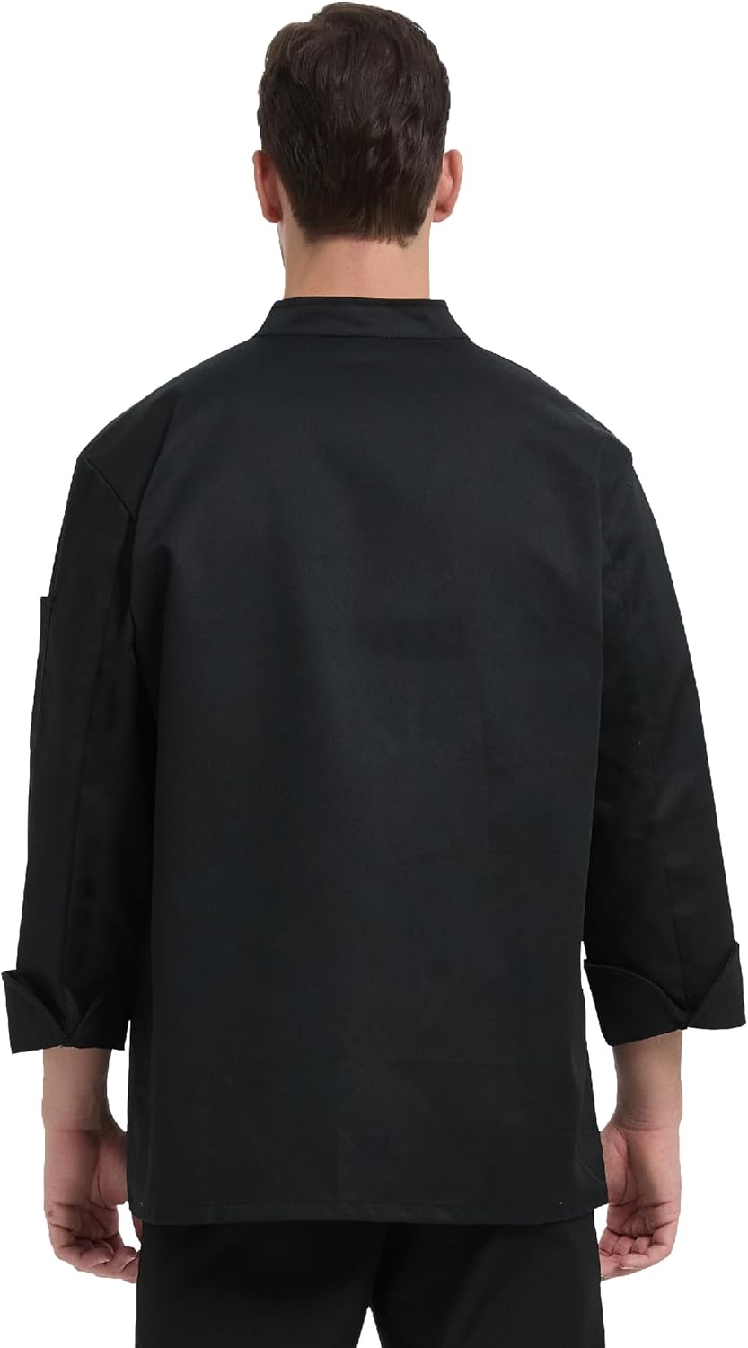 KITCHIEF Chef Jacket Black Chef Coat Long Sleeve Chef Clothes Men,Chef Uniform for Kitchen,Restaurant,Hotel Uniform - Image 3