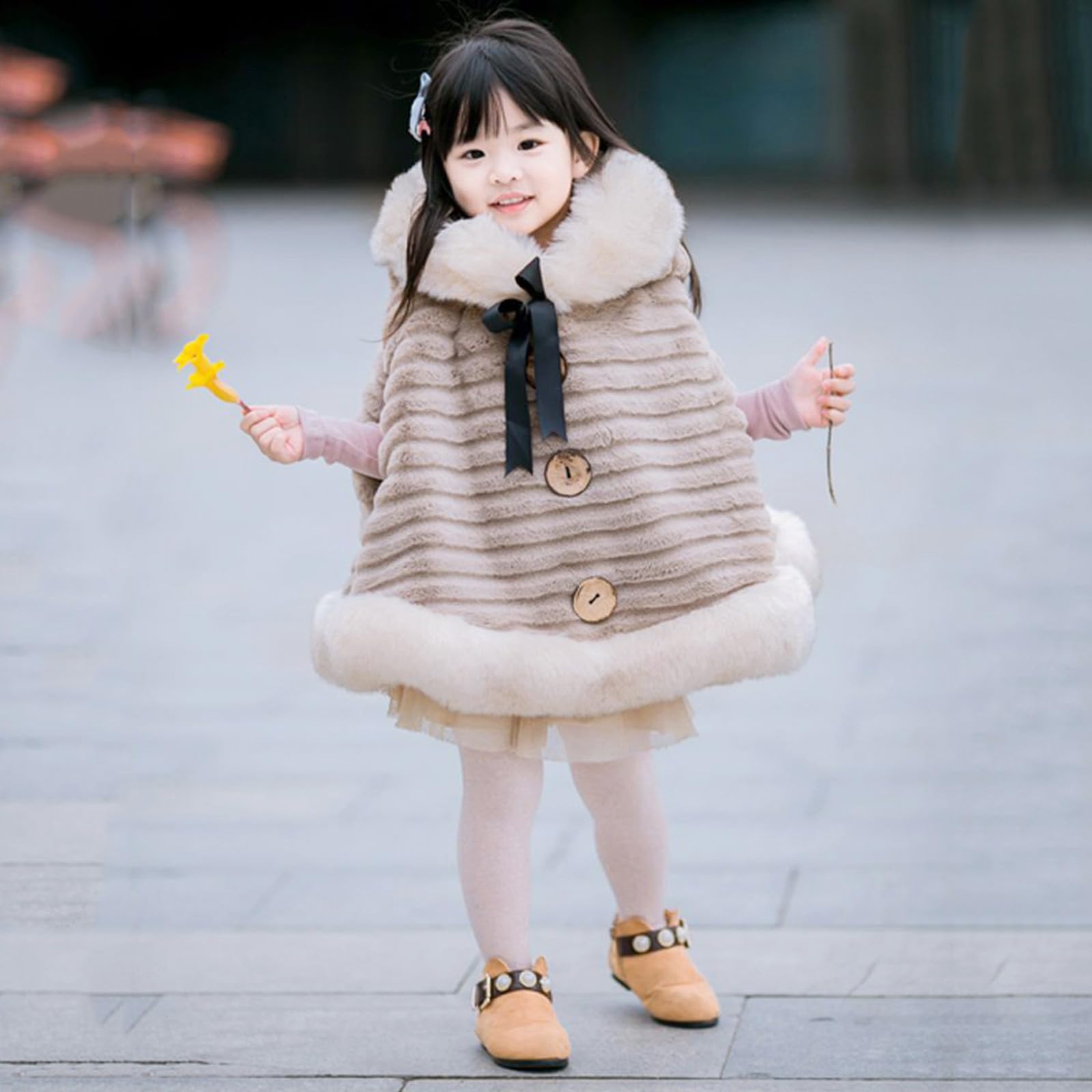 Chaqueta para niñas pequeñas, moda de otoño e invierno, para niños pequeños, con cuello de lana, chaquetas sólidas, capa cálida de lana con capucha, abrigos Sobretodo Mujer Invierno