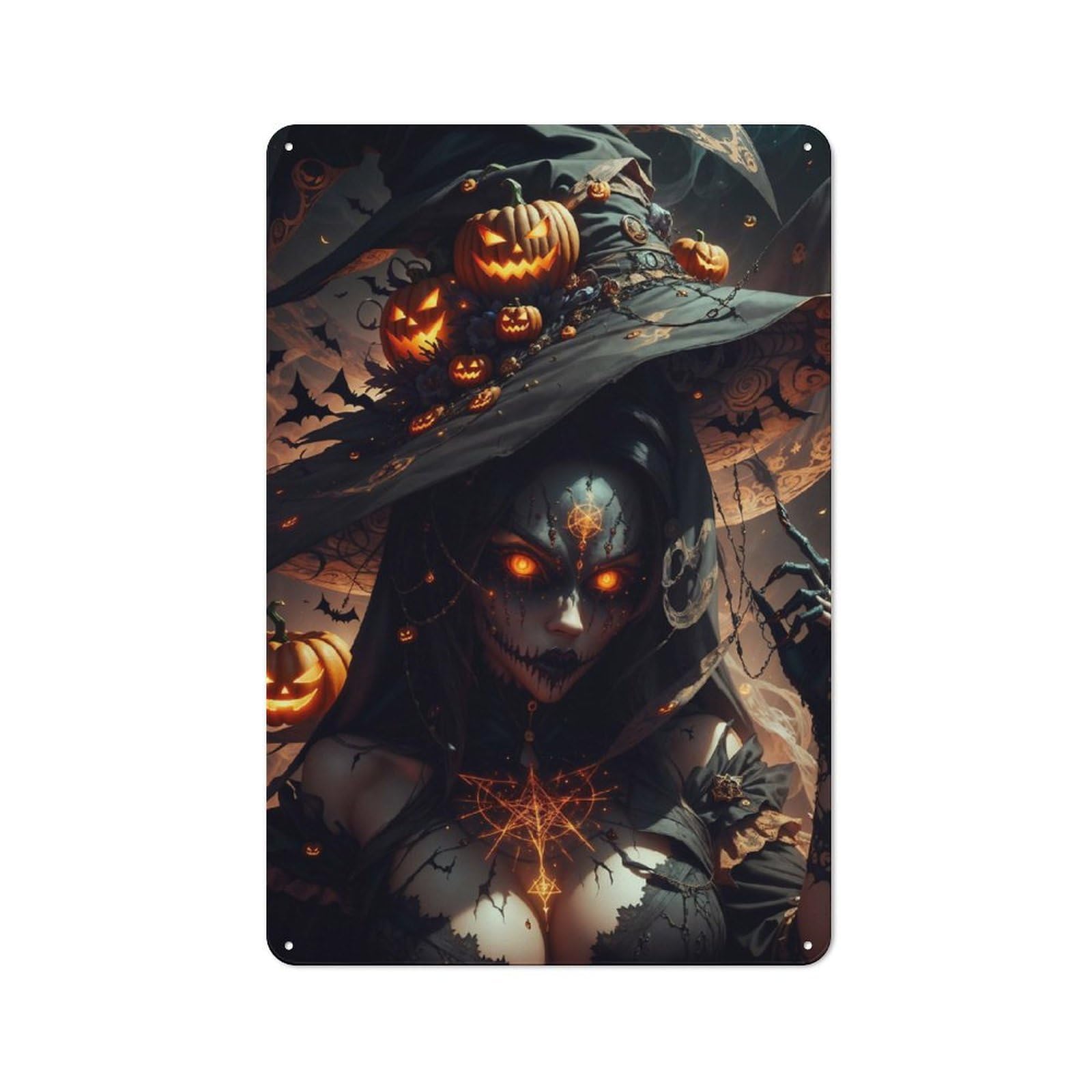 Junmoney Halloween Witch Metal Plaque 30X20cm With For Pub Or Café, Rustic Decor, For Pub Decor Enthusiasts