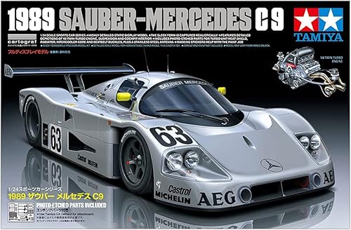 Miniatura 8 de Tamiya 24359-000 Vehículo 24359 1:24 Limpio Mercedes C9 1989 Réplica Fiel, Edificio de Modelos, Kit de Plástico, Manualidades, Hobby, Kit de modelo,